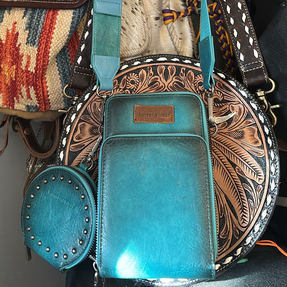 Montana West Blue Crossbody Bag with Fringe and Western Design